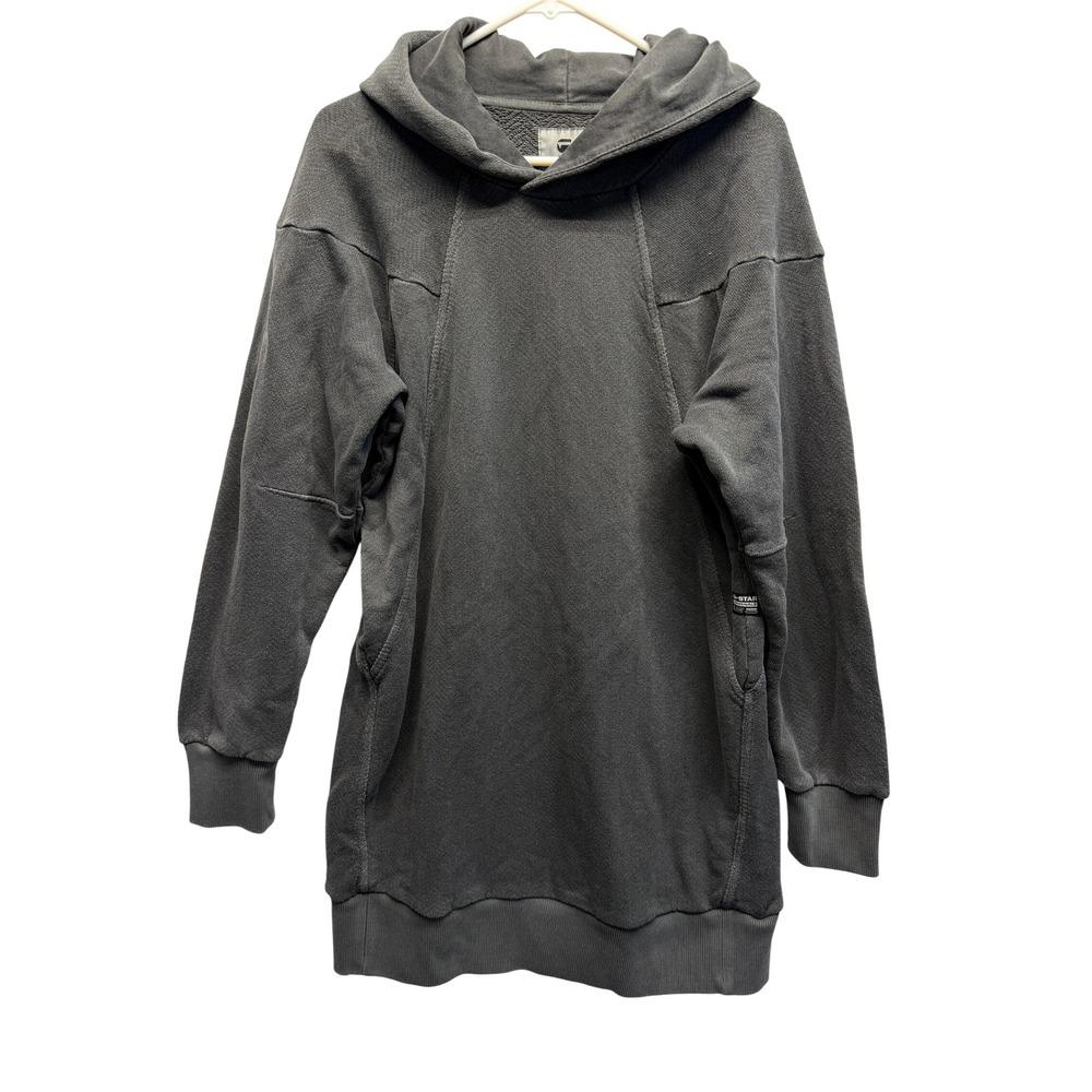 G-Star Raw Womens Oversized Longline Hoodie Dress Charcoal Gray Streetwear Small